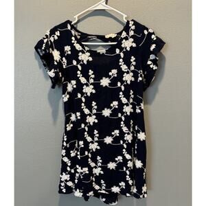 Altar’d State Size XS Dress Navy Boho Embroidered Short Sleeve Mini